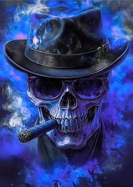 Skull with Hat and Cigar