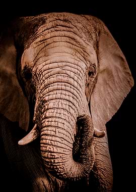 Elephant Portrait in Sepia Tones