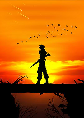 Silhouette Warrior Sunset