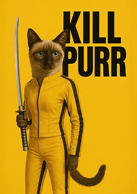 Kill Purr - Siamese Cat in Yellow Jumpsuit with Katana (Movie Parody)