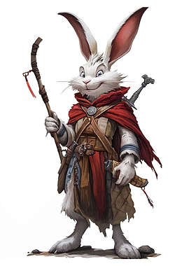 Anthropomorphic Rabbit Warrior with Staff