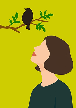 Girl & Blackbird – Ethereal Encounter Art