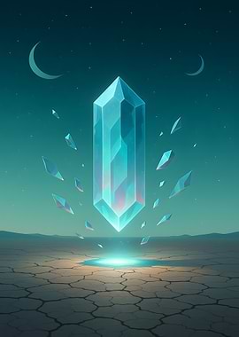 Futuristic Crystal in Desert Landscape