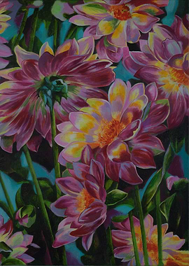 Floral Painting: Dahlias in Bloom