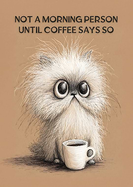 Not A Morning Person Until Coffee Says So - Cat With Coffee