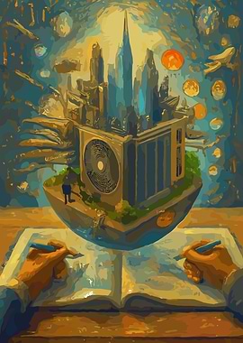 Dreamy Cityscape on a Floating Island