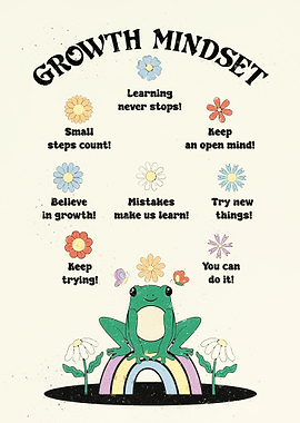 Growth Mindset Frog on Rainbow