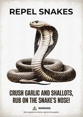 Meme Repel Snakes Funny Warning Poster