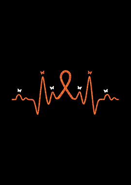 Heartbeat with Awareness Ribbon and Butterflies