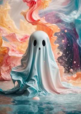 Pastel Ghost in Dreamy Landscape
