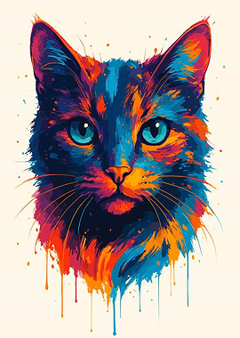 Colorful Cat Portrait