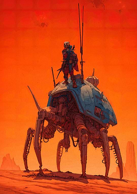 Sci-Fi Explorer on Mechanical Beetle
