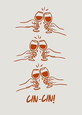 Cheers with Wine Glasses Illustration