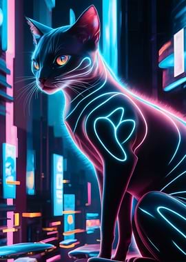 Cyberpunk Neon Cat