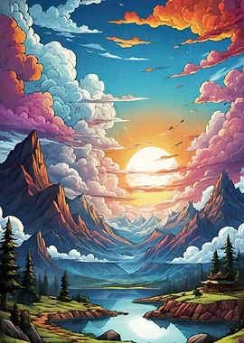 Mountain Landscape Sunset