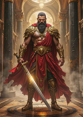 Warrior with Sword in Golden Armor
