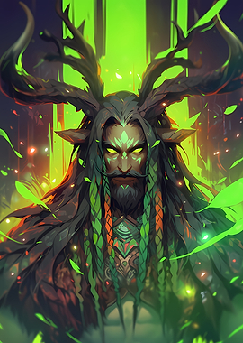 Forest Guardian with Antlers and Braids
