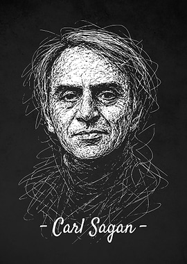 Carl Sagan Portrait Sketch Scribble Art