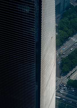 Shanghai Skyscraper Facade and Cityscape View