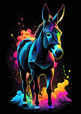 Neon Geometric Donkey Art