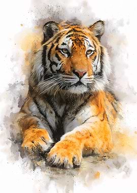 Tiger Watercolor Portrait