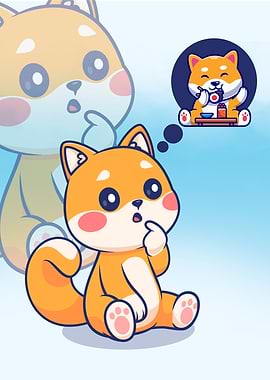 Cute Shiba Inu Thinking of Sushi