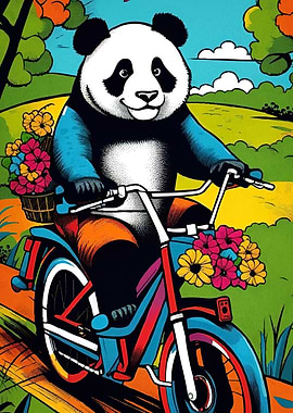 Panda Bicycle Flowers
