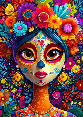Day of the Dead Floral Portrait