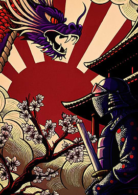 Samurai Dragon Cherry Blossoms