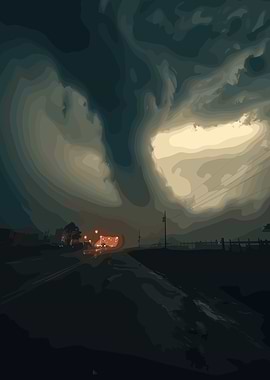 Stormy Sky over Rural Road