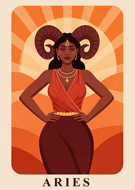 Woman Aries Zodiac Sign Illustration