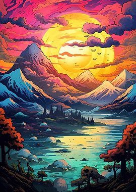 Colorful Mountain Landscape