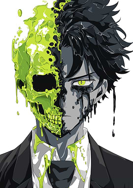 Half Skull Anime Character Portrait