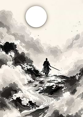 Samurai Ink Wash Painting