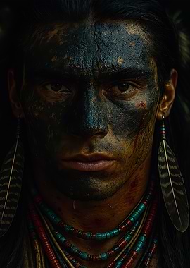 Native American Man with Face Paint