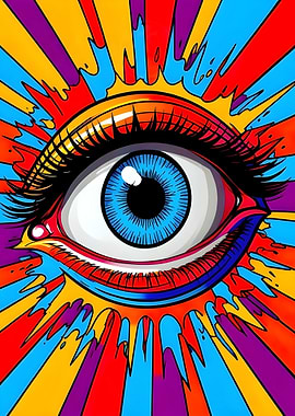 Psychedelic Eye with Colorful Rays