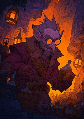 Fantasy Alchemist in Workshop