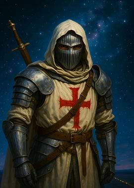 Crusader Knight with Sword and Armor