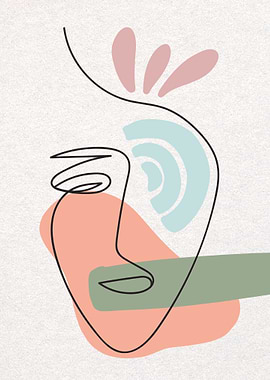 Abstract Face Line Art with Shapes