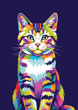 Colorful Pop Art Cat Portrait