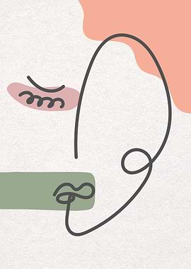 Abstract Face Line Art