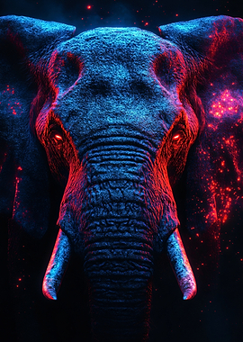 Neon Elephant Portrait