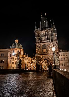 Prague's Charles Bridge at Night