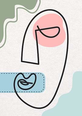 Abstract Face Line Art