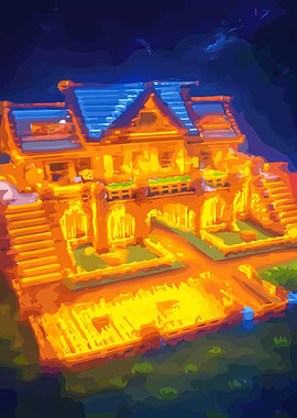 Golden Mansion Digital Art