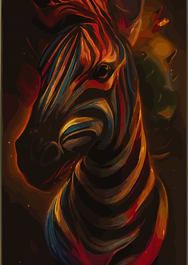 Colorful Zebra Portrait