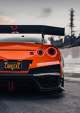 Orange Nissan GT-R Rear View