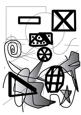 Abstract background geometric shapes and lines in black and white.