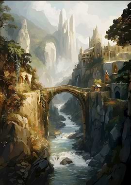 Fantasy Landscape with Castle and Bridge