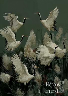 Japanese Wall Art chinoiserie Bird Wall Art Japandi Wall Art wabi sabi sage green Heron Painting extra large wall art